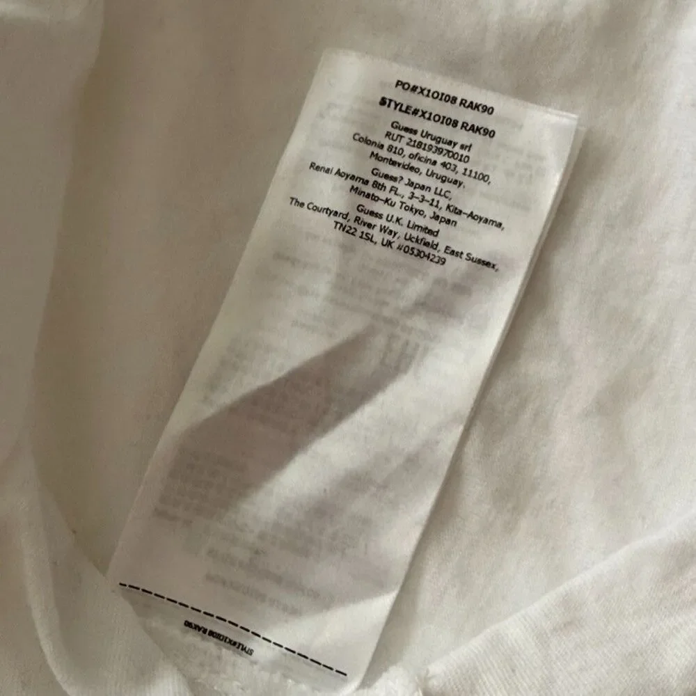 Guess Los Angeles Colorblock T-Shirt Mens XL Beige White Embroidered Logo - Picture 10 of 10